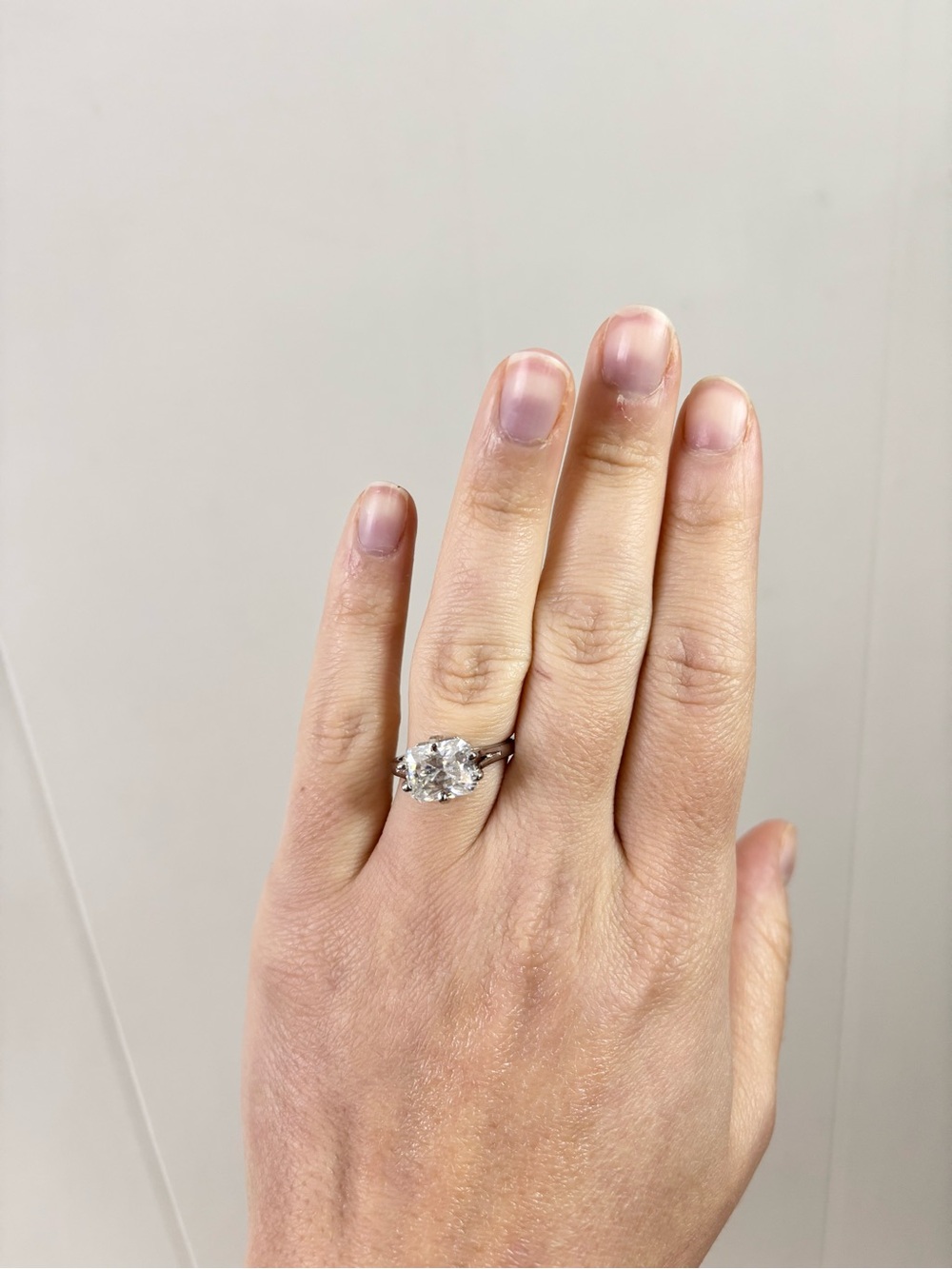 Manufactured diamond ring 3.25 CT size 6.5 silver band radiant cut new